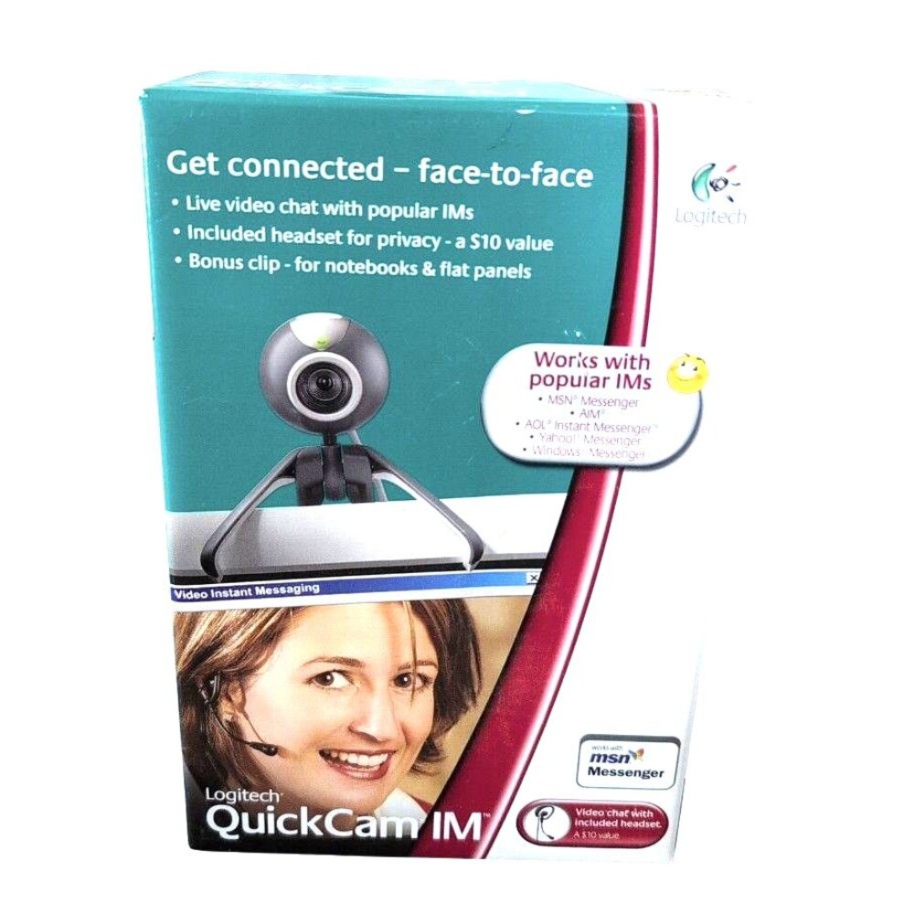 LOGITECH QUICK CAM IM COMPUTER CAMERA VIDEO CHAT INCLUDES HEADSET VINTAGE